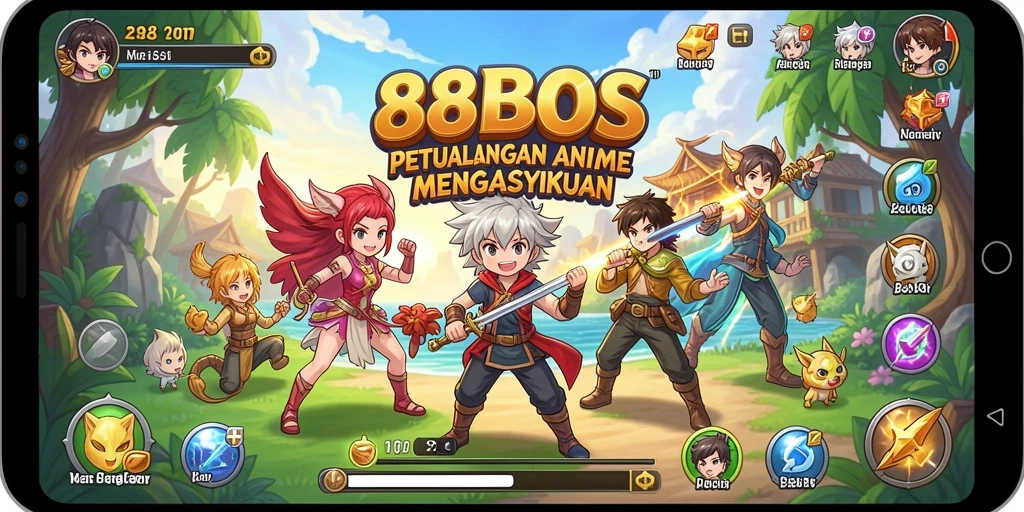Screenshot gameplay 88BOS menampilkan aksi karakter anime yang mendebarkan.