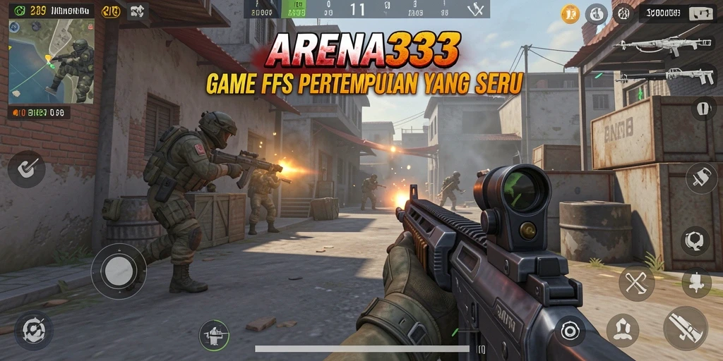 Screenshot gameplay ARENA333 yang menunjukkan aksi pertempuran intens.