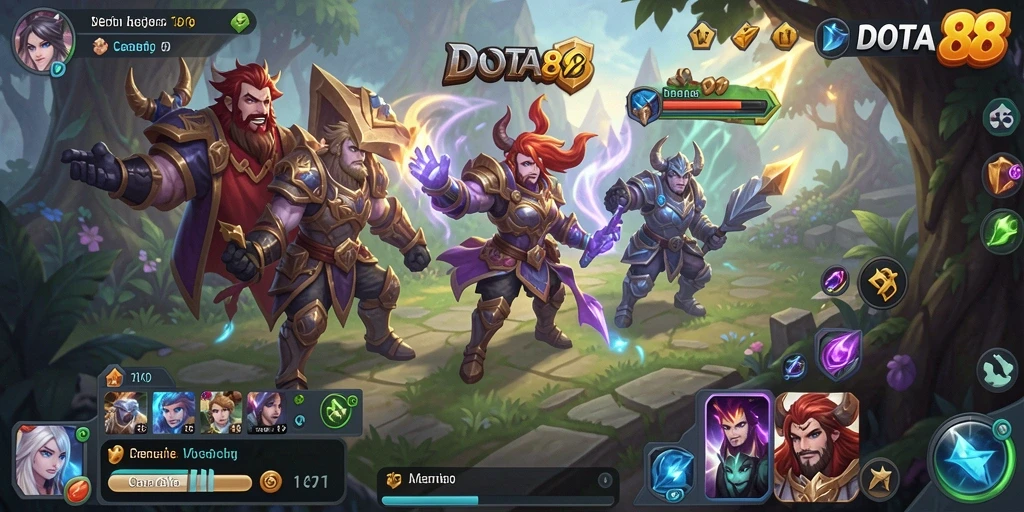 Screenshot gameplay DOTA88 menunjukkan aksi seru yang menantang.