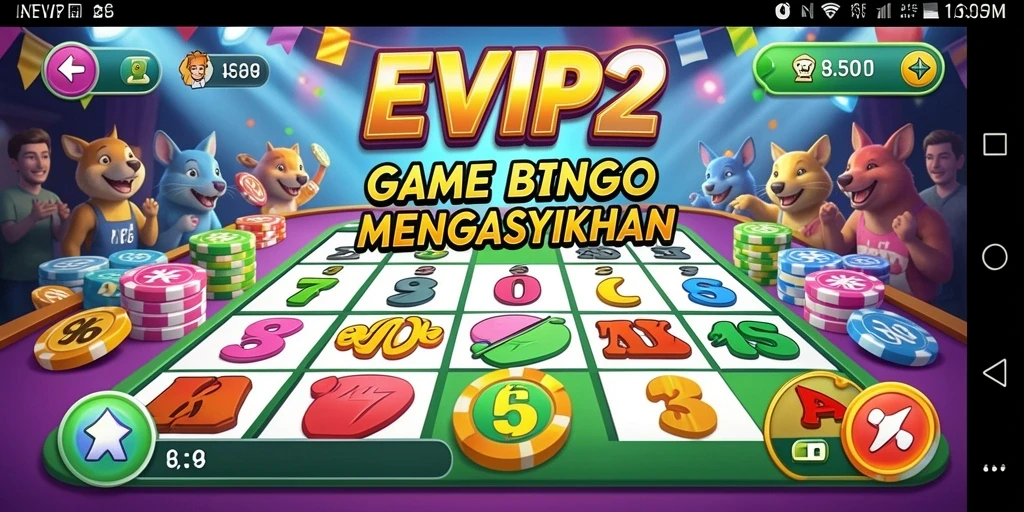 Tampilan gameplay seru dari EVIP2 dengan fitur Bingo menyenangkan.