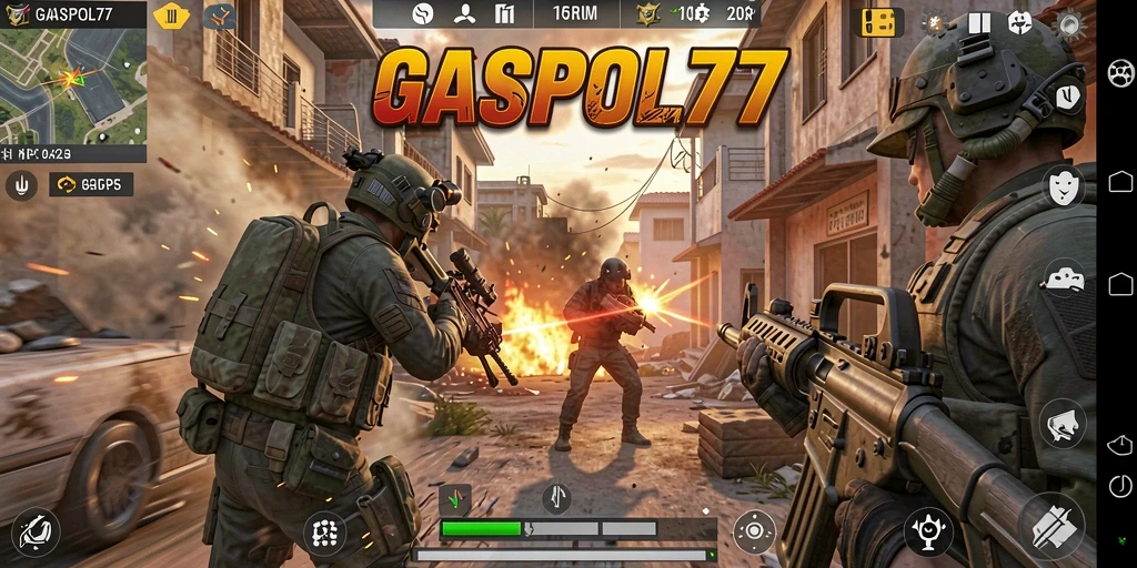 Tampilan mendebarkan gameplay GASPOL77 dengan aksi pertempuran seru.