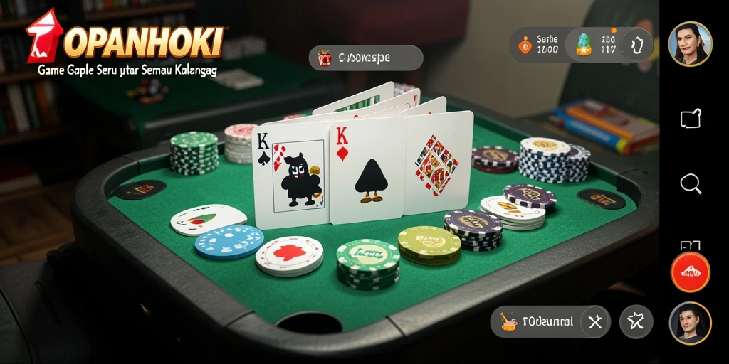 Gameplay seru Gaple dalam aplikasi TOPANHOKI yang menarik.