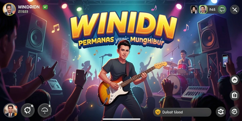 Tampilan gameplay WINIDN dengan berbagai alat musik virtual.